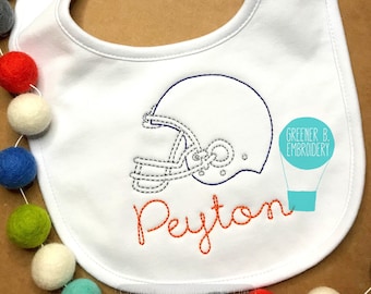 Football Personalized Bib / Sports Bib / Boy Football Bib / Boy Embroidered Bib / Boy Personalized Bib / Football Helmet / Baby Sports Gift