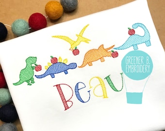 Dinosaur Back to School Shirt / Dino Embroidery / 1st Day of School / First Day of School / Personalized Kindergarten Shirt / Prek Shirt