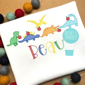 Dinosaur Back to School Shirt / Dino Embroidery / 1st Day of School / First Day of School / Personalized Kindergarten Shirt / Prek Shirt