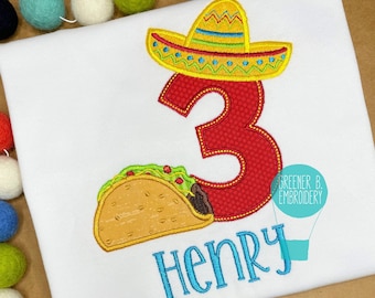 Taco Birthday Shirt / Fiesta Birthday Shirt / Taco Twosday / Taco Tuesday / 1st Birthday Shirt / Sombrero Shirt / Taco Applique / Boy Taco