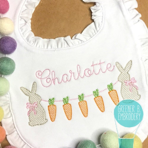Girl Easter Bib / Personalized Easter Bib / Baby Bunny Bib / Etsy