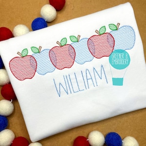 Boy Back to School Shirt / Apple Embroidery Applique / 1st Day of School / First Day of School / Kindergarten / Pre K Shirt Outfit