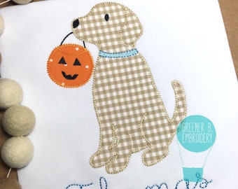 Halloween Dog Applique Shirt / Halloween Puppy Shirt / Personalized Halloween / Trick or Treat Applique / Halloween Shirt / Halloween Outfit