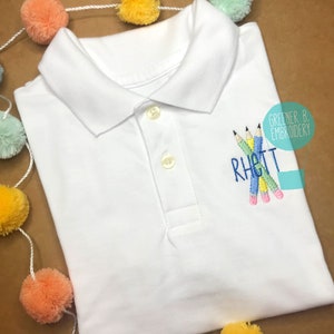 Back to School Boy's Polo Shirt / Monogrammed Boy Polo Shirt / First Day of School Shirt /Pencil Embroidery / Pre K / Kindergarten Shirt