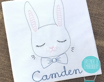 Boy Easter Shirt / Bowtie Bunny / Bunny Embroidery / Easter Outfit / Baby Easter Shirt / Toddler Easter / Vintage Bunny / Easter Applique