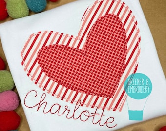 Girl's Valentine's Day Applique Shirt / Girl's Valentine Shirt / Heart Applique / Valentine's Day Outfit / Heart Monogram