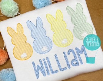 Boy Easter Shirt / Bunny Trio Embroidery / Easter Outfit / Baby Easter Shirt / Toddler Easter / Bunny Peeps Embroidery