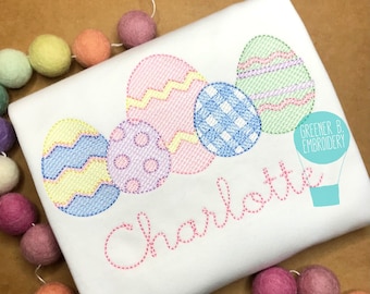 Girl Easter Egg Shirt / Easter Applique Embroidery / Easter Outfit / Baby Easter Shirt / First Easter 1st / Easter Applique Shirt