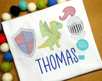 Boy Knight Dragon Shirt / Dragon Applique Embroidery / Knight Birthday Party / Renaissance / Fairy Tale Party / Middle Ages / Kingdom