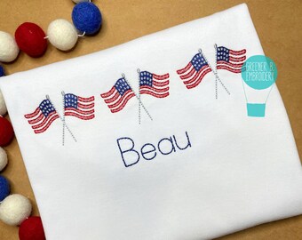 Personalized Fourth of July Shirt / American Flag Shirt / 4th of July Applique Embroidery / Girl Boy Red White Blue Shirt / Patriotic Shirt