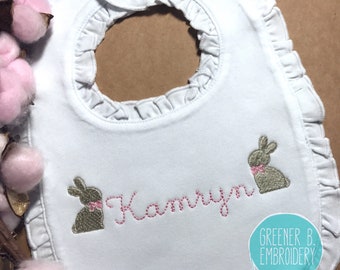 Personalised My First 1st Easter Girls Feeding Dribble Muslin Bunny Rabbit