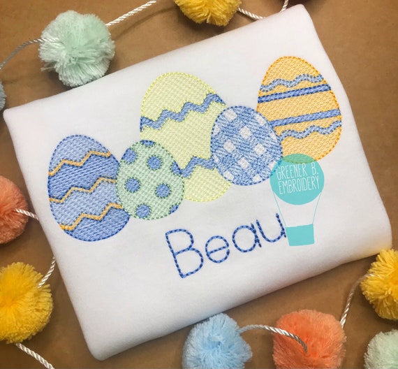 Boy Easter Egg Shirt / Easter Applique Embroidery / Easter Outfit / Baby Easter Shirt / First Easter 1st / Easter Applique Shirt