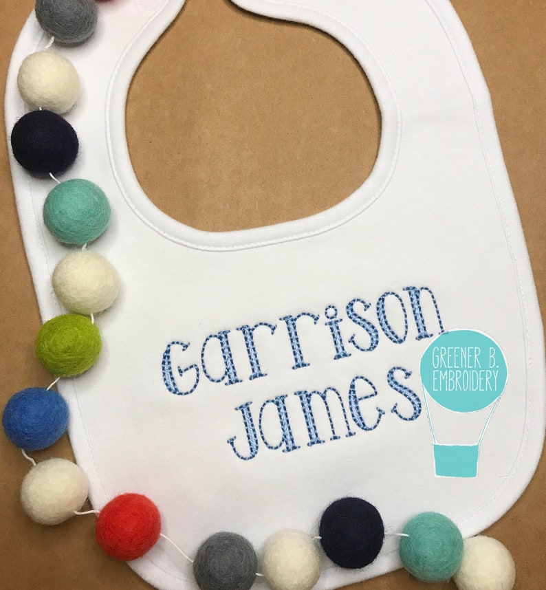 Baby Personalized Embroidery Bib / Personalized Boy Bib / Etsy