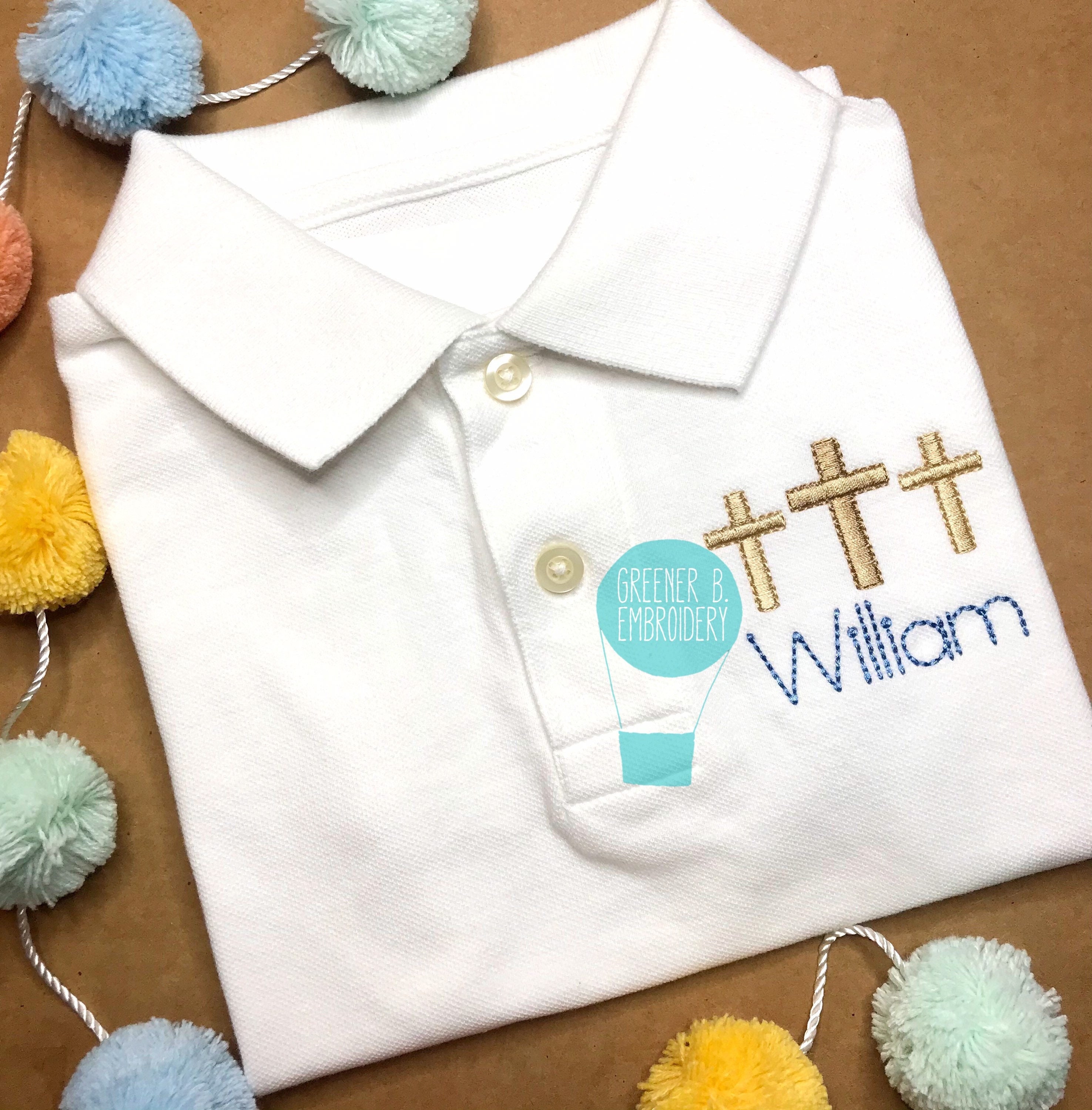 Boy s Easter Embroidered Polo Shirt Monogrammed Boy Polo Personalized Polo Shirt Cross Jesus Easter Embroidery Easter Applique Etsy