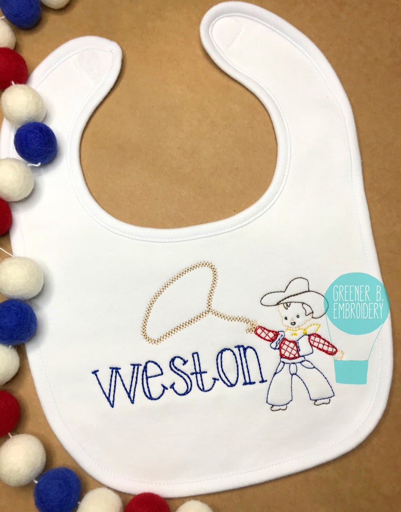 Cowboy Personalized Bib / Personalized Boy Bib / Cowboy Rope Etsy