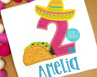 Girl Taco Birthday Shirt / Fiesta Birthday Shirt / Taco Twosday / Taco Tuesday / 1st Birthday Shirt / Sombrero Shirt / Taco Applique