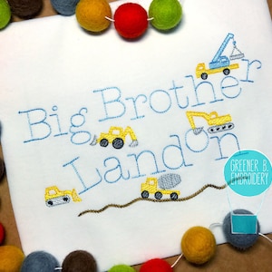 Big Brother Shirt / Big Bro Shirt / Construction Embroidery / Pregnancy Announcement Shirt / Boy Sibling Shirt / Big Brother Applique