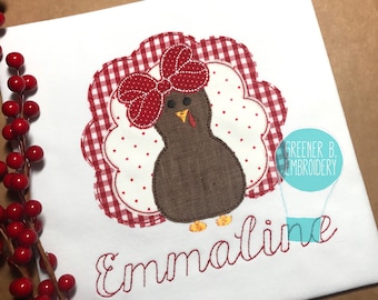 Girl Turkey Applique Shirt / Girl Thanksgiving Shirt / First Thanksgiving / Thanksgiving Outfit / Turkey Shirt / Girl Thanksgiving