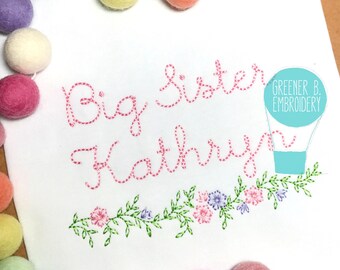 Big Sister Shirt / Big Sis Shirt / Big Sister Floral / Pregnancy Announcement Shirt / Sister Sibling Shirt / Big Sister Flower Applique