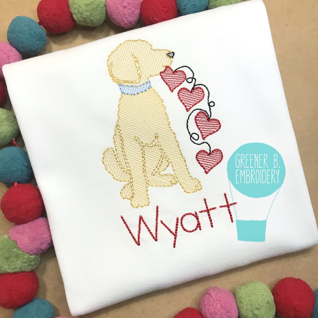 Dog Valentine Shirt / Puppy Heart Embroidery / Boy Valentine Shirt