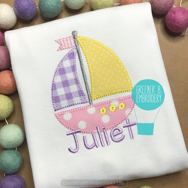Whimsy Bay St. John Sailboats Applique Jon Jon