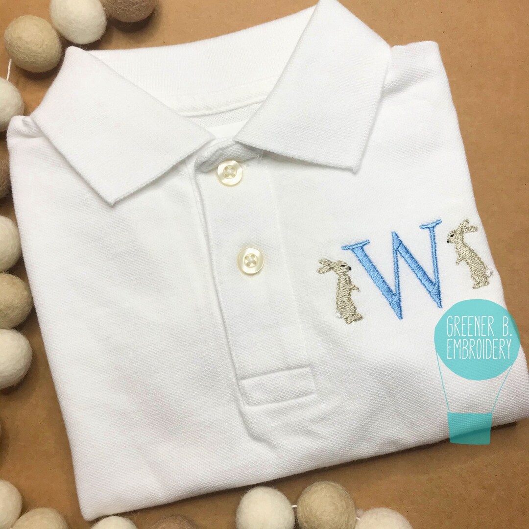 Easter Bunny Embroidered Boy's Polo Shirt / Monogrammed Etsy