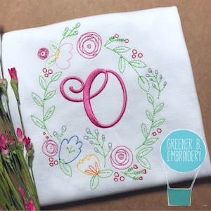 Flower Shirt / Wildflower Shirt / Girl Monogram / Flower Embroidery / Girl&#39;s floral Shirt / Floral Monogram / Toddler Flower / Wildflower