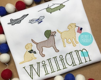 4th of July Shirt / Boy 4th of July Embroidery / Fourth of July Applique / Helicopter Embroidery / Dog Applique / Patriotic Flag Shirt