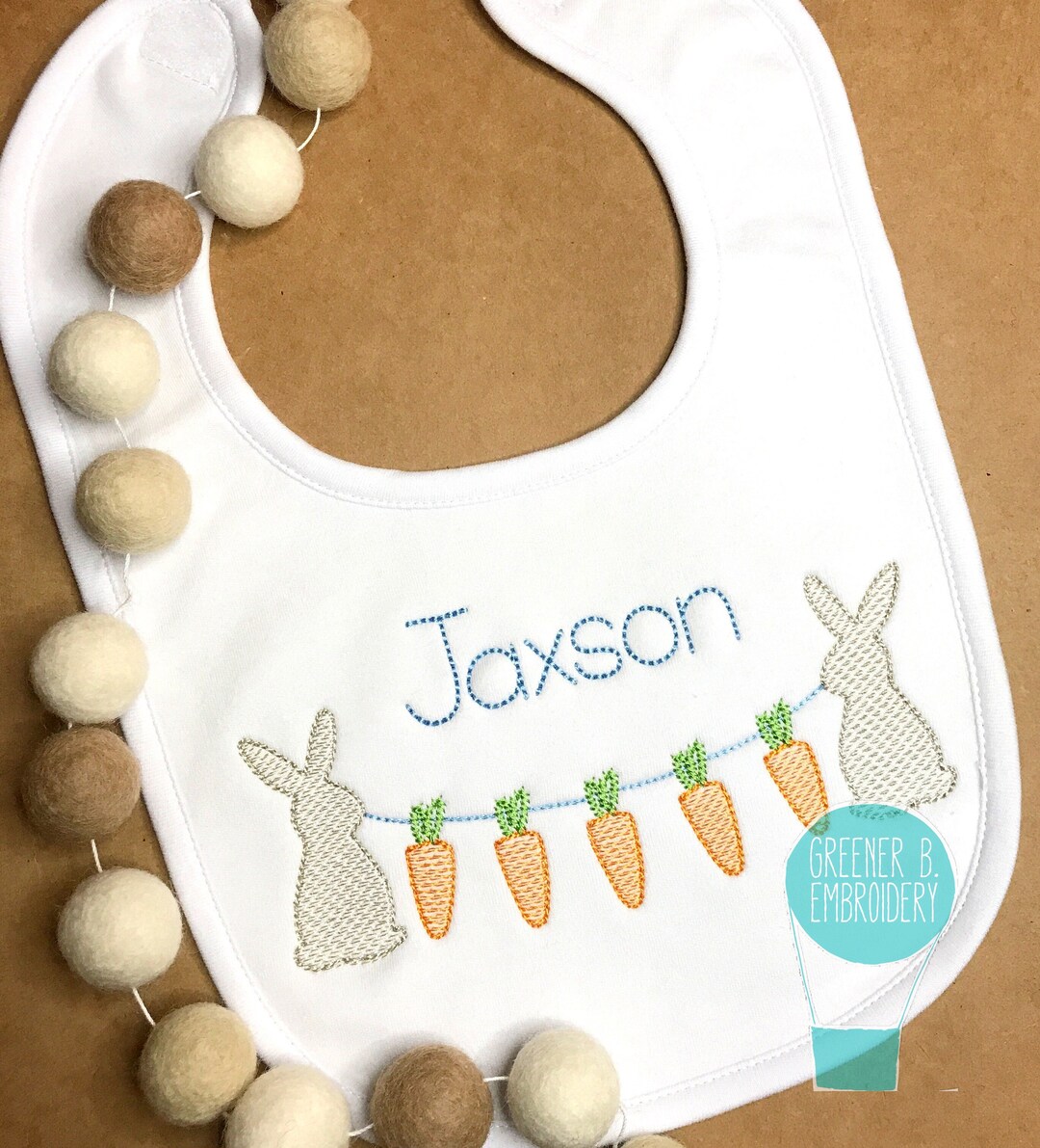 Boy Easter Bib / Personalized Easter Bib / Baby Bunny Bib / First