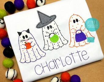 Halloween Ghost Applique Shirt / Ghost Trio Shirt / Personalized Halloween / Trick or Treat Applique / Halloween Shirt / Halloween Outfit