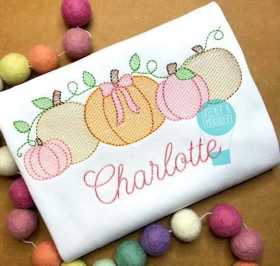 Pumpkin Bow Girl Shirt – Personalized Thanksgiving Outfit, Embroidered Toddler Tee, First Holiday Gift