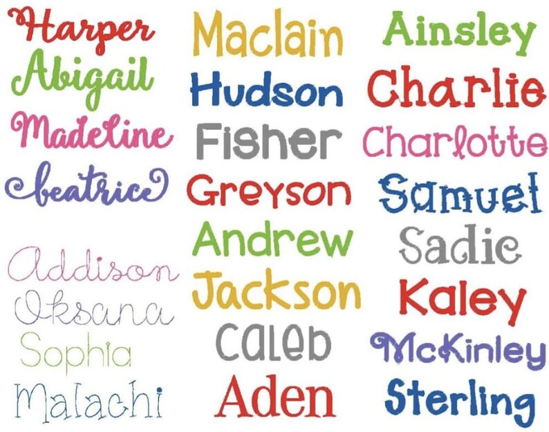 May include: A colorful chart with a list of names in different colors. The names include Harper, Abigail, Madeline, Beatrice, Addison, Oksana, Sophia, Malachi, Maclain, Hudson, Fisher, Greyson, Andrew, Jackson, Caleb, Aden, Ainsley, Charlie, Charlotte, Samuel, Sadie, Kaley, McKinley, Sterling.