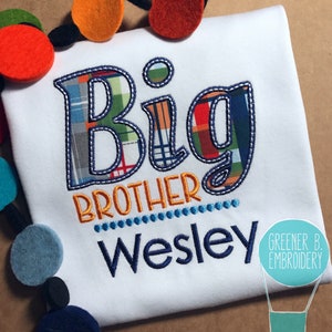 Big Brother Shirt / Big Brother Applique / Sibling Shirt / New Baby Announcement / Pregnancy Announcement / Brother Shirt / Big Bro Shirt