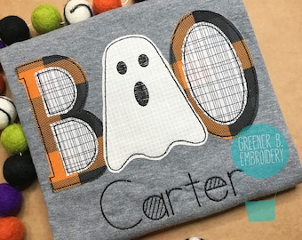 Personalized Boy Halloween Applique Shirt / Ghost Halloween Shirt / Boo Shirt / Ghost Applique / Boy Halloween Outfit / 1st Halloween