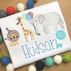 Zoo Animal Birthday Shirt / Wild Animal Birthday / Party Animal Birthday / Wild One Embroidery / Safari Animal Shirt Applique / 1st Birthday