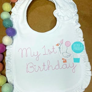 Girl Silly Goose Birthday Bib / One Silly Goose Birthday Party / Goose Bib / Girl First 1st Birthday / 1st Birthday / Goose Balloon Bib