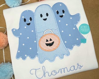 Halloween Ghost Applique Shirt / Ghost Trio Shirt / Personalized Halloween / Trick or Treat Applique / Halloween Shirt / Halloween Outfit