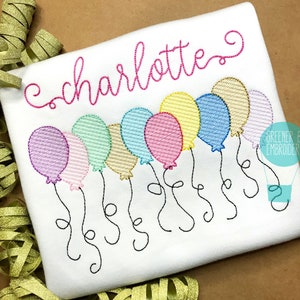 Girl Birthday Shirt / Balloon Embroidery / Birthday Balloon Shirt / 1st Birthday Shirt First / Balloon Applique / Birthday Applique Shirt