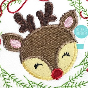 Personalized Girl Reindeer Shirt - Christmas Applique Embroidery, 1st Christmas Outfit, Monogram image 2