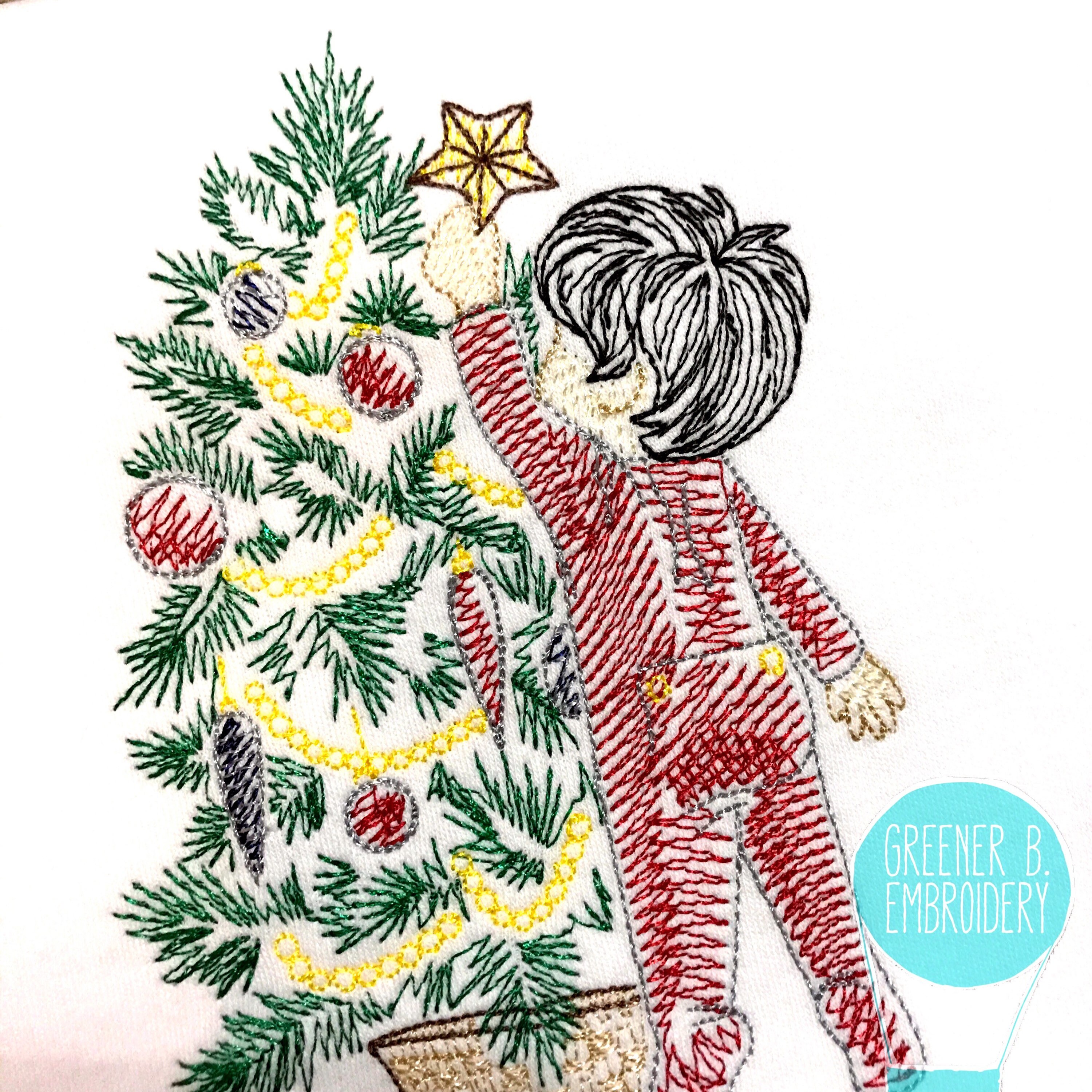 Christmas shirt  boy hanging star embroidery  vintage  etsy Christmas shirt  boy hanging star embroidery  vintage  etsy