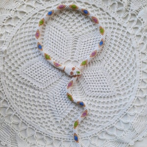 Snake white choker diamonds multicolor Snake crochet short beaded necklace snake lariat lasso bright diamonds snake flexible rope