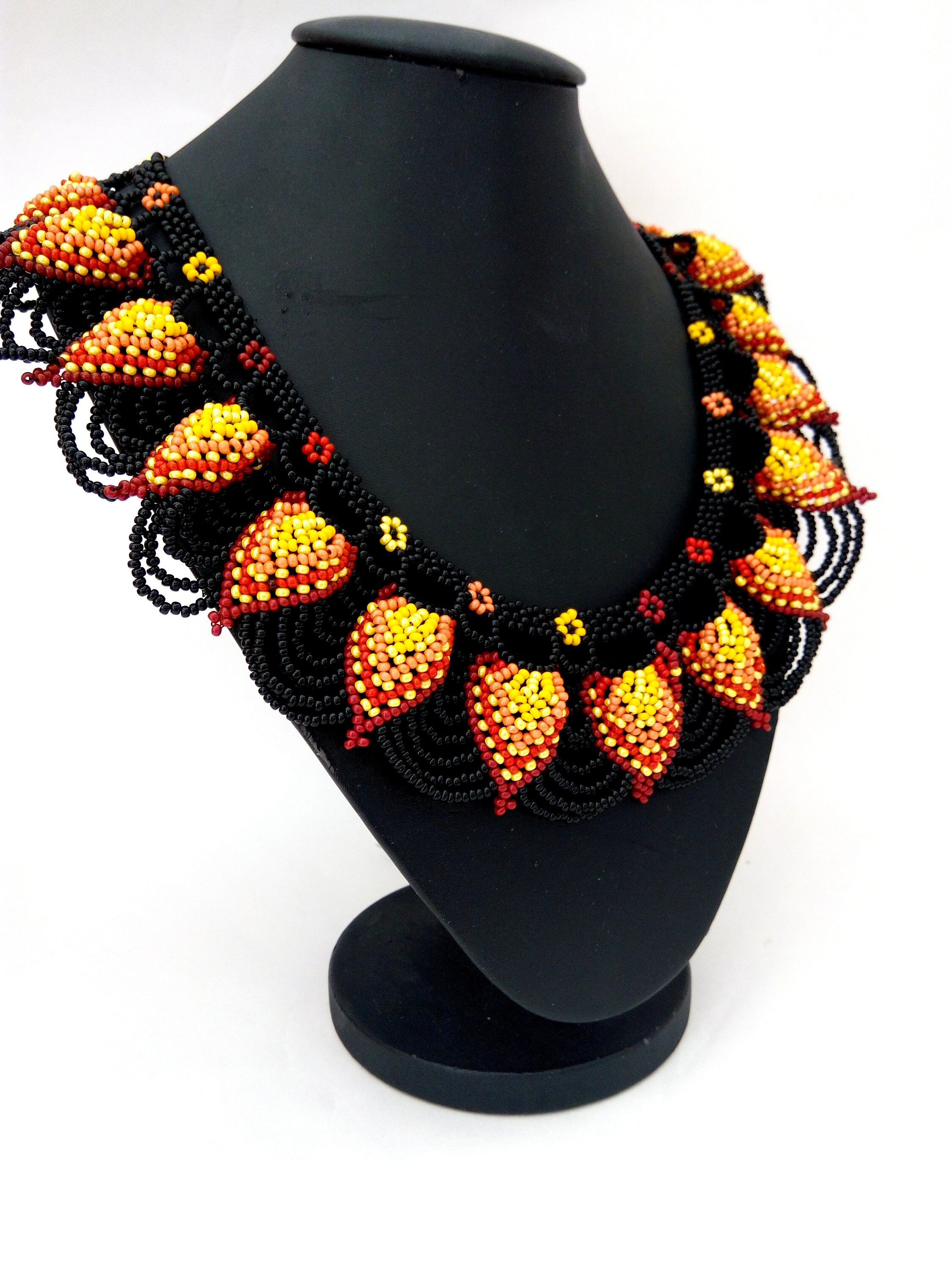 Beaded Necklace Bright Necklace Ethnic Necklace Mexican Etsy