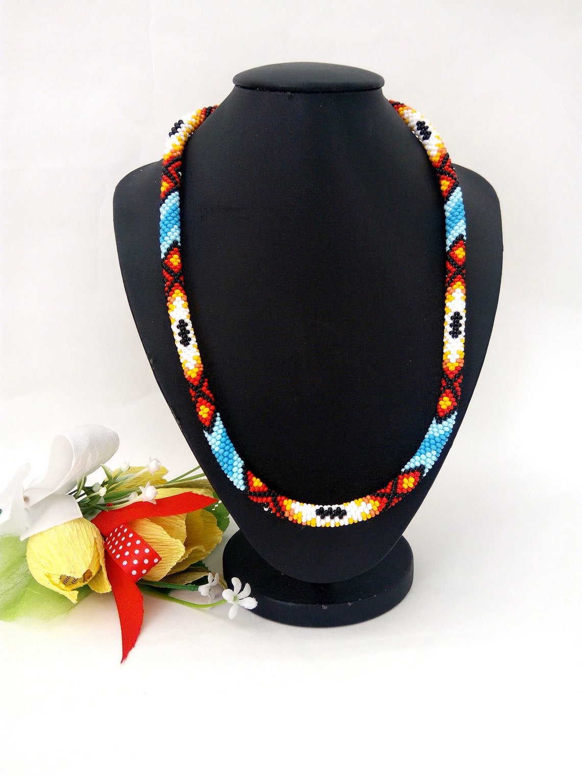 Beaded Necklace Native American Bead Necklace Beadwork Necklace Ethnic ...