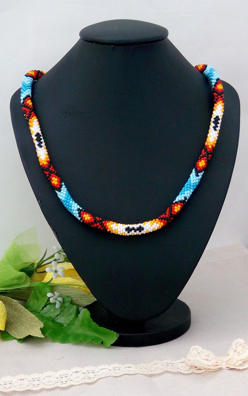 Beaded necklace Native American Bead Necklace beadwork Etsy