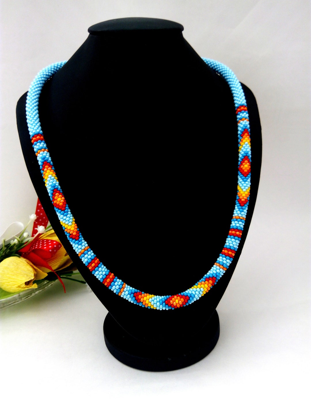 Bead Necklace Ethnic Jewelry Thin Beaded Rope Native American