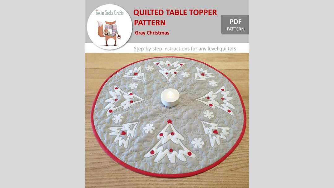PDF Pattern Gray Christmas Quilted Table Topper, Digital PDF Pattern ...