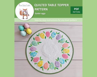 PDF pattern Easter Eggs quilted table topper, Digital PDF pattern, Suitable for beginners