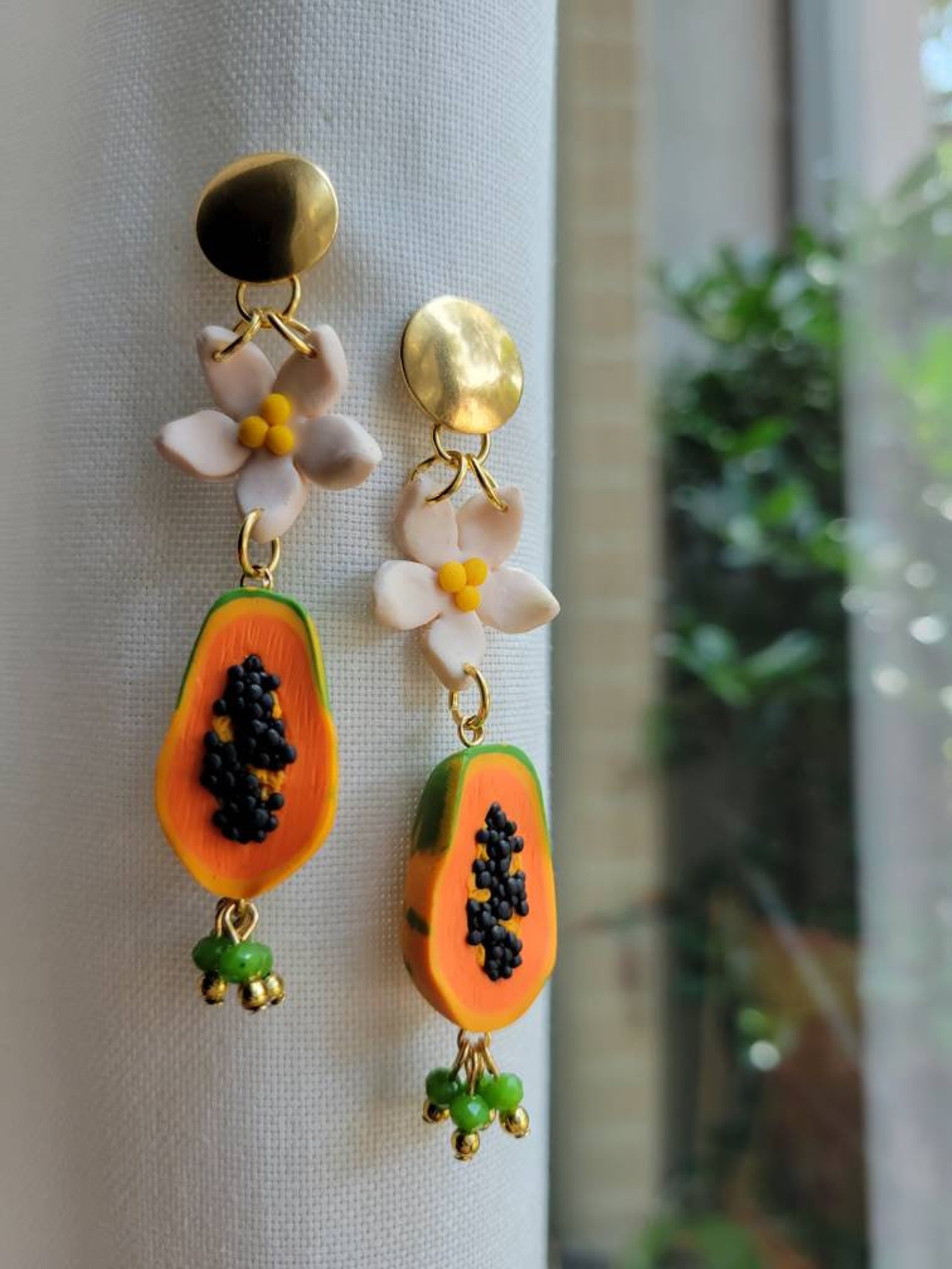 Papaya Dangle Earrings Etsy