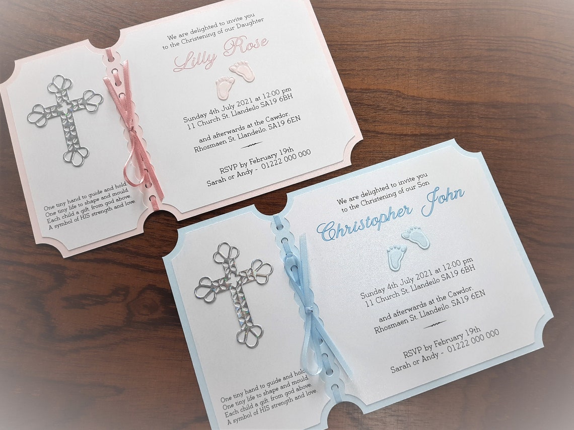 Personalised Baptism Christening Invitation in a choice of Etsy