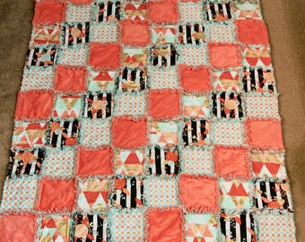 Bright Little girls Rag Quilt E